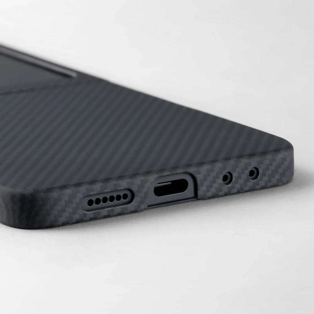 Pitaka Ultra-Slim Classic Serisi Galaxy Z Flip 7 M-safe 600D Aramid Fiber Black-Grey Twill Telefon Kılıfı Pitaka Ultra-Slim Classic Serisi Galaxy Z Flip 7 M-safe 600D Aramid Fiber Black-Grey Twill Telefon Kılıfı